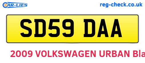 SD59DAA are the vehicle registration plates.