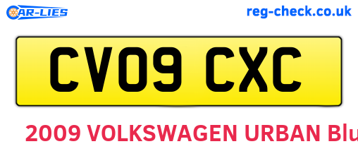 CV09CXC are the vehicle registration plates.