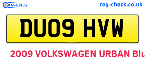 DU09HVW are the vehicle registration plates.