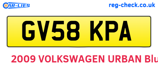 GV58KPA are the vehicle registration plates.