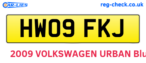 HW09FKJ are the vehicle registration plates.