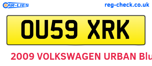 OU59XRK are the vehicle registration plates.