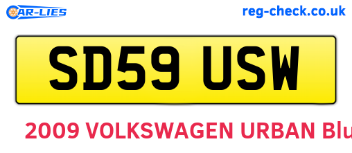 SD59USW are the vehicle registration plates.