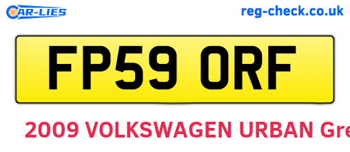 FP59ORF are the vehicle registration plates.