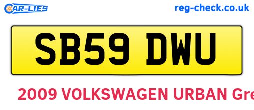 SB59DWU are the vehicle registration plates.
