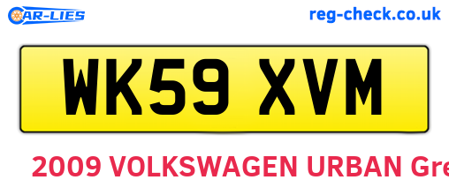 WK59XVM are the vehicle registration plates.