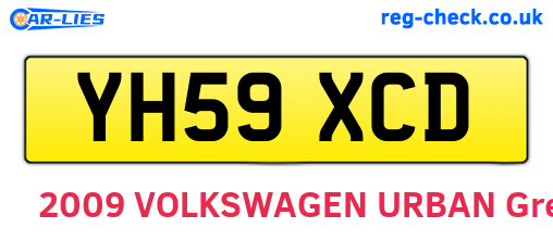 YH59XCD are the vehicle registration plates.