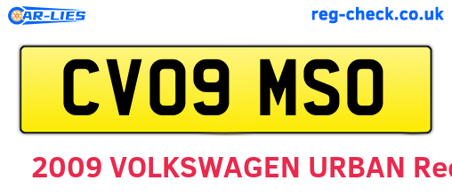 CV09MSO are the vehicle registration plates.