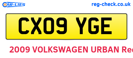 CX09YGE are the vehicle registration plates.