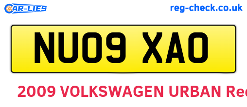 NU09XAO are the vehicle registration plates.