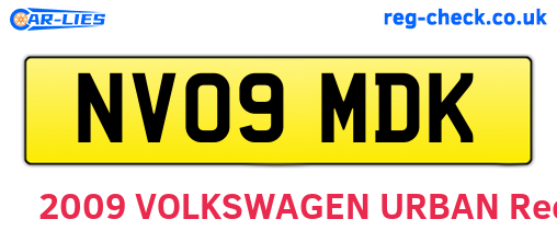 NV09MDK are the vehicle registration plates.