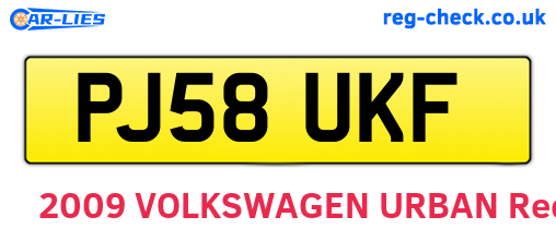 PJ58UKF are the vehicle registration plates.