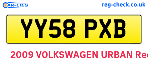 YY58PXB are the vehicle registration plates.