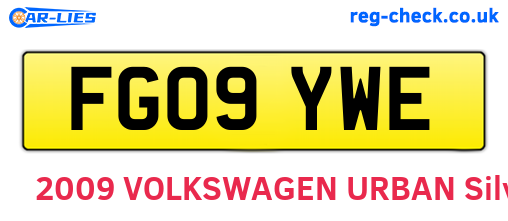 FG09YWE are the vehicle registration plates.