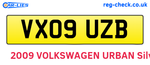 VX09UZB are the vehicle registration plates.