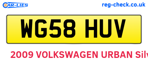 WG58HUV are the vehicle registration plates.