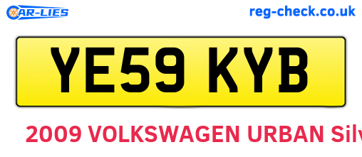 YE59KYB are the vehicle registration plates.