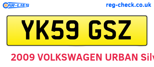 YK59GSZ are the vehicle registration plates.