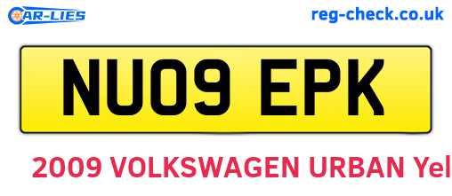 NU09EPK are the vehicle registration plates.