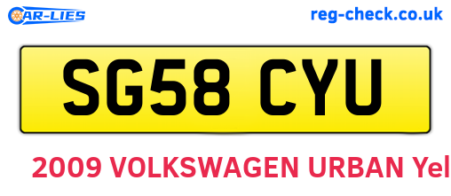 SG58CYU are the vehicle registration plates.