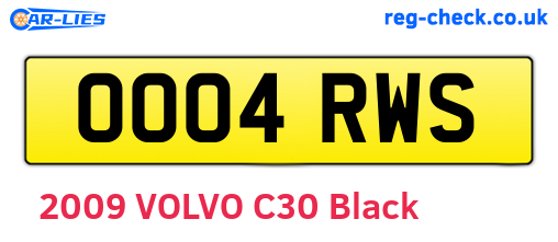 OO04RWS are the vehicle registration plates.