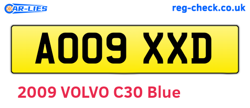 AO09XXD are the vehicle registration plates.