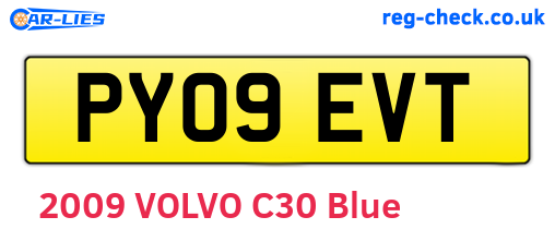 PY09EVT are the vehicle registration plates.
