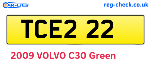 TCE222 are the vehicle registration plates.