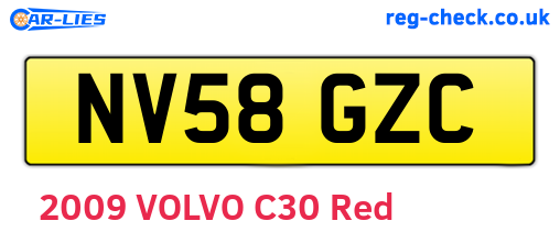 NV58GZC are the vehicle registration plates.