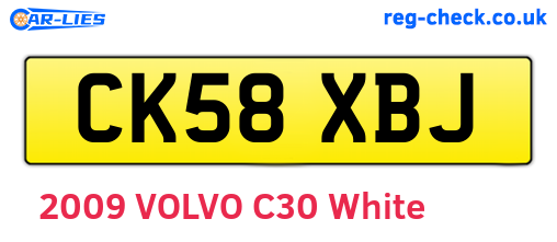 CK58XBJ are the vehicle registration plates.