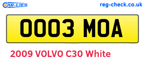OO03MOA are the vehicle registration plates.