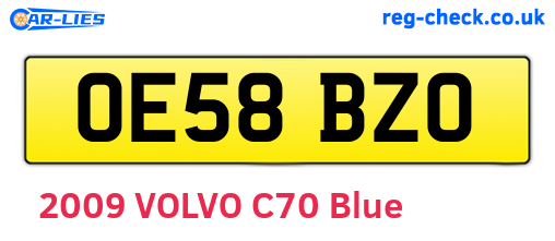 OE58BZO are the vehicle registration plates.