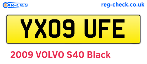 YX09UFE are the vehicle registration plates.