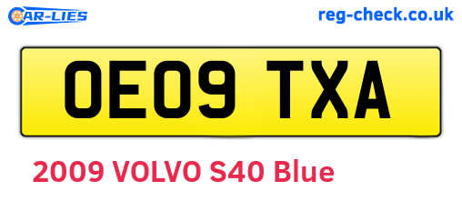 OE09TXA are the vehicle registration plates.