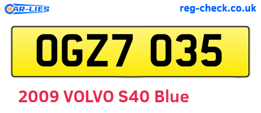 OGZ7035 are the vehicle registration plates.