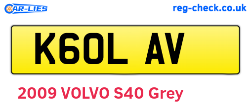 K60LAV are the vehicle registration plates.