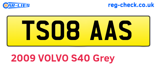 TS08AAS are the vehicle registration plates.