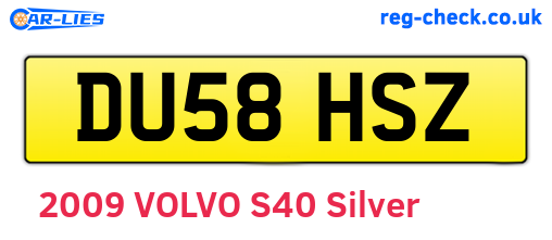 DU58HSZ are the vehicle registration plates.