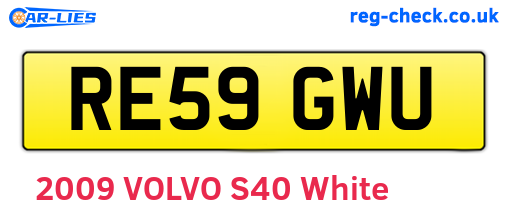 RE59GWU are the vehicle registration plates.