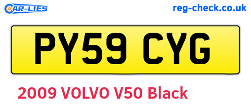 PY59CYG are the vehicle registration plates.