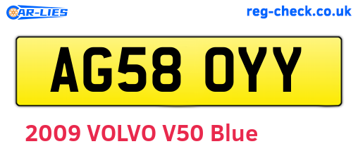 AG58OYY are the vehicle registration plates.