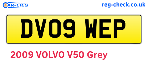 DV09WEP are the vehicle registration plates.