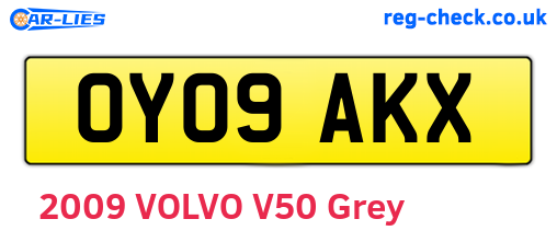 OY09AKX are the vehicle registration plates.