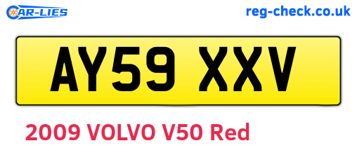 AY59XXV are the vehicle registration plates.