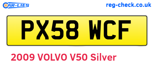 PX58WCF are the vehicle registration plates.