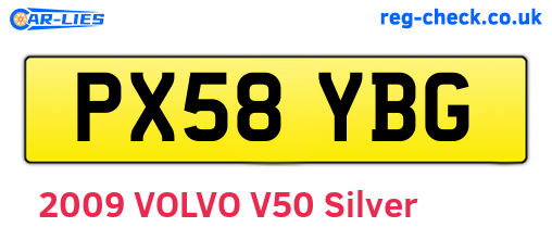 PX58YBG are the vehicle registration plates.