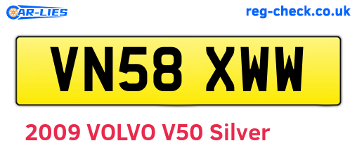 VN58XWW are the vehicle registration plates.