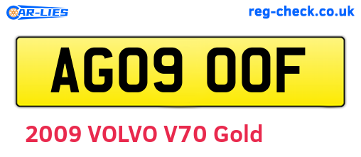 AG09OOF are the vehicle registration plates.