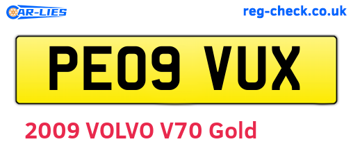 PE09VUX are the vehicle registration plates.