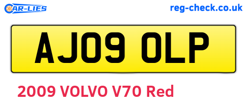 AJ09OLP are the vehicle registration plates.